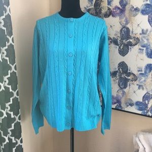 Sara Morgan button front cardigan in turquoise L